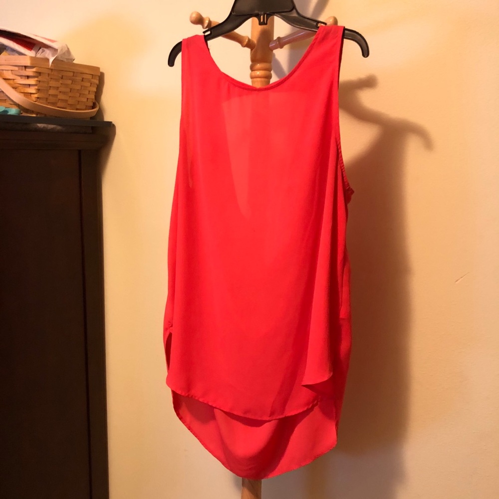Salmon High Low, Open Back Sleeveless Top